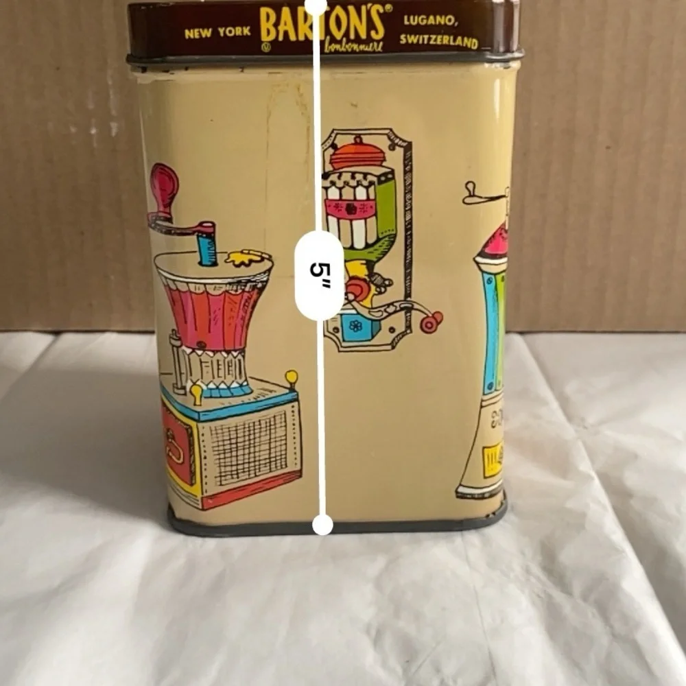 Vintage Storage Tin Coffee Loves Candy Cream and Brown